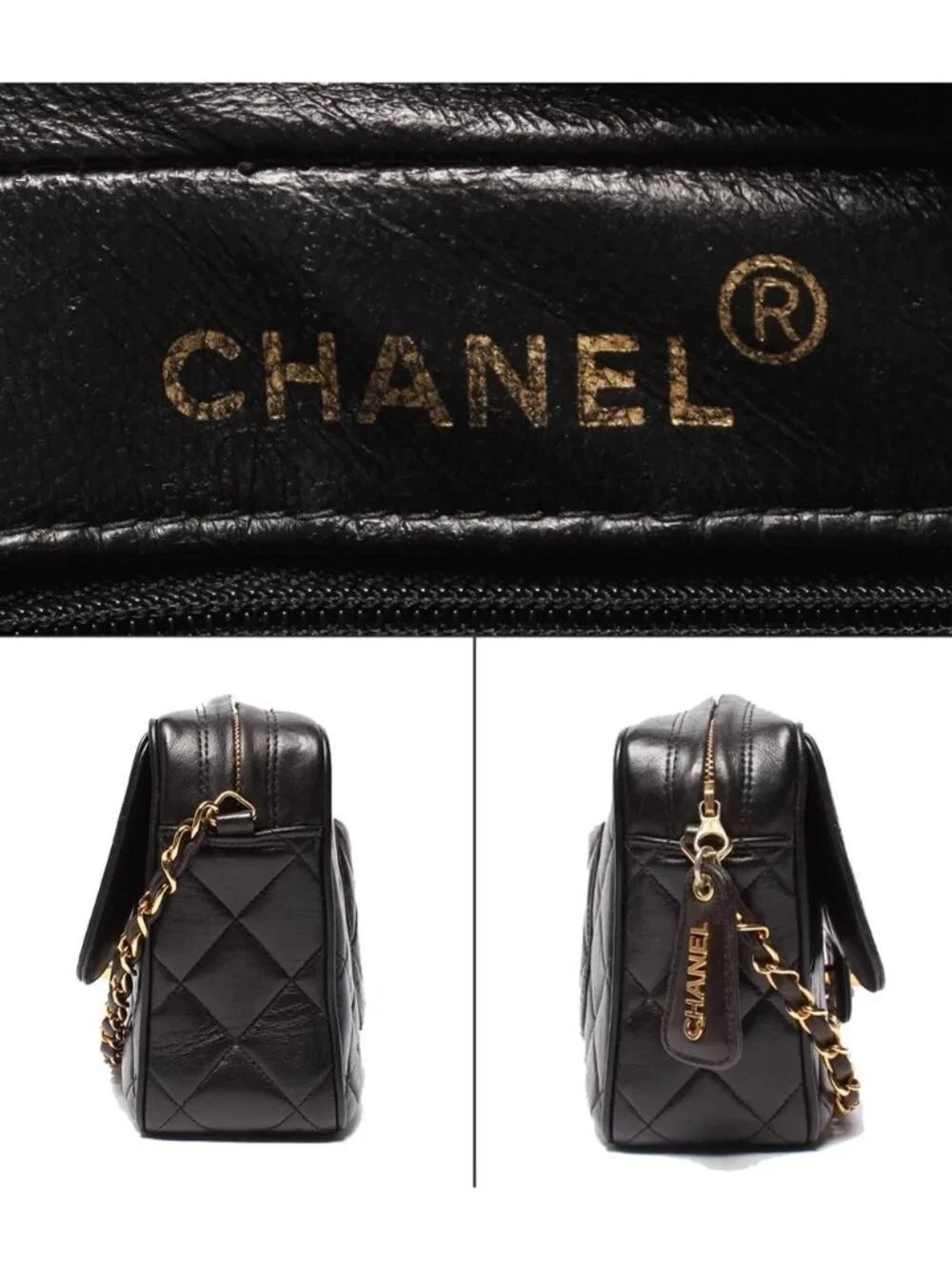 Chanel Chain Shoulder Bag Single Crossbody Gold Lambskin